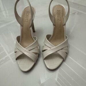 SCHUTZ Women's Elegant Cream Strappy Heels